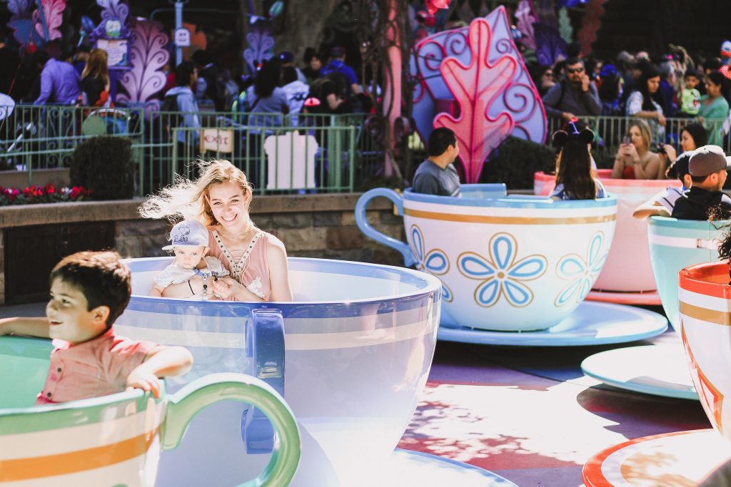 teacup ride at disneyland with a baby