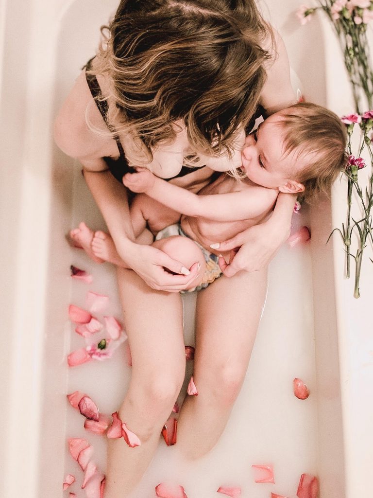 breastfeeding in a milk bath