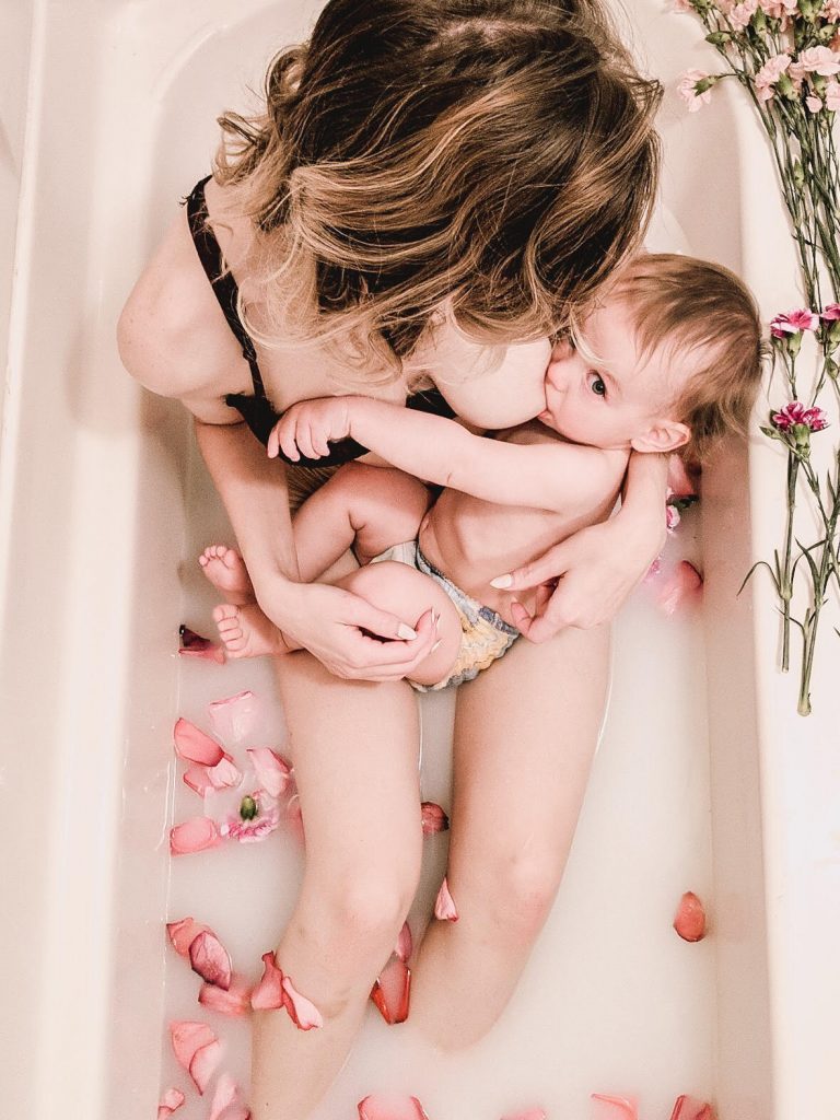 breastfeeding milk bath photos