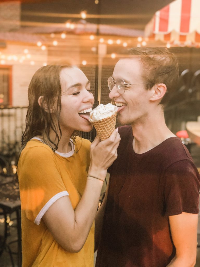 eating ice cream in the rain