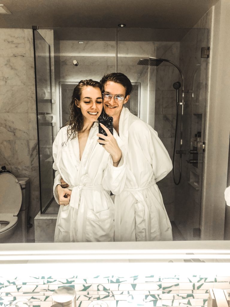 couple wearing robes